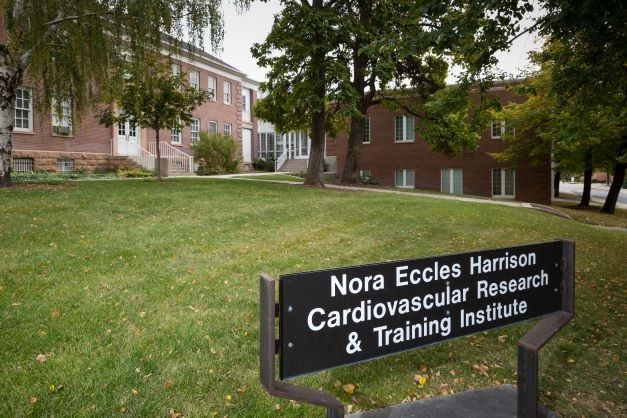 Nora ERccles Harrison Cardiovascular Research and Training Institute Sign in front of Building