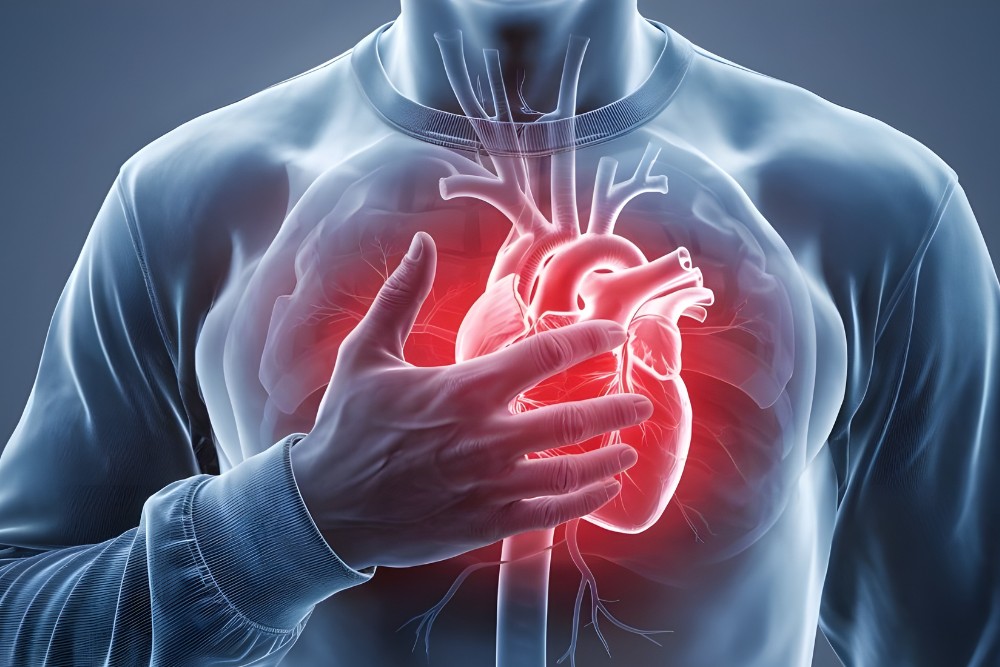 man holding heart